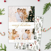 Botanisch groen 3 Fotocollage Kerst Kaart