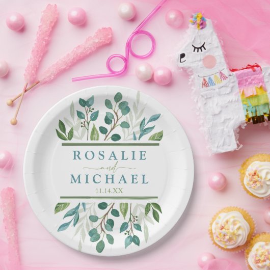 Botanisch groen Aangepaste naam Papieren Bordje (Feest)