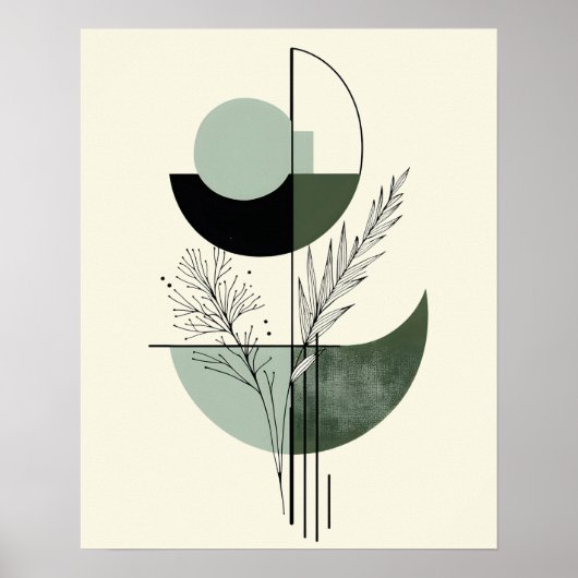 Botanisch groen abstract geometrisch poster (Voorkant)