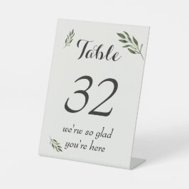 Botanisch groen acrylic tafelnummer bord decoratie reclamebord met voetstuk