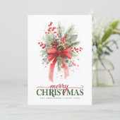 Botanisch groen aquarel Prettig kerstfeest Feestdagenkaart (Staand voorkant)