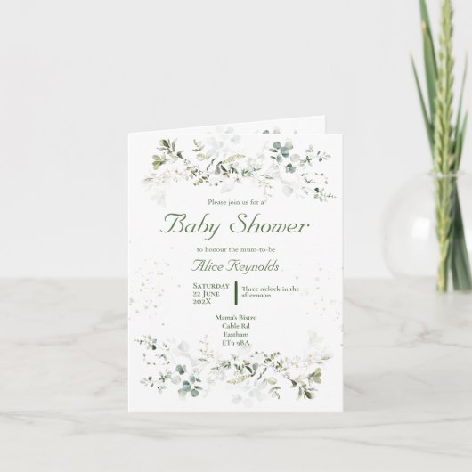Botanisch groen Baby shower (Voorkant)