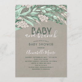 Botanisch groen Baby shower | Baby en brunch Kaart