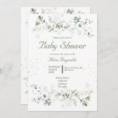 Botanisch groen Baby shower Kaart (Voorkant / Achterkant)