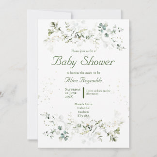 Botanisch groen Baby shower Kaart