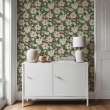 Botanisch groen beige lelie bloemenpatroon