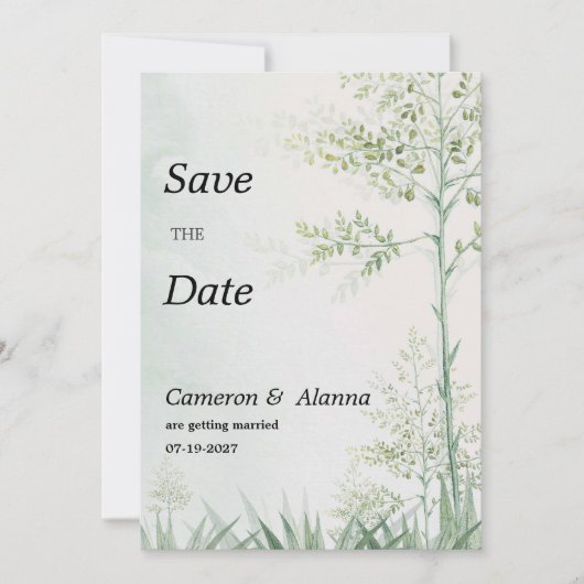 Botanisch groen blad bloemen rustiek Save the Date Kaart (Voorkant)