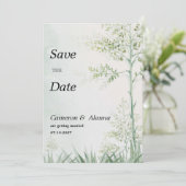 Botanisch groen blad bloemen rustiek Save the Date Kaart (Staand voorkant)