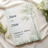 Botanisch groen blad bloemen rustiek Save the Date Kaart