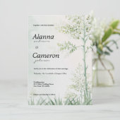 Botanisch groen blad bloemen rustieke bruiloft kaart (Staand voorkant)
