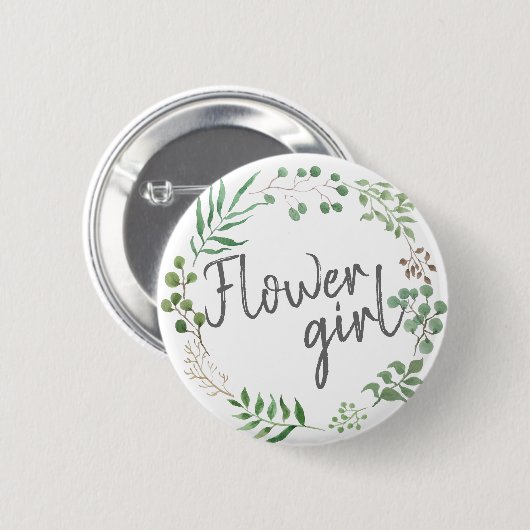 Botanisch groen | Blad | BLOEMENMEISJE Ronde Button 5,7 Cm (Voorkant /achterkant)