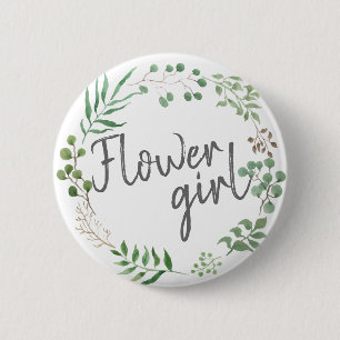 Botanisch groen Blad BLOEMENMEISJE Ronde Button 5,7 Cm