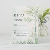 Botanisch groen blad bloemenrustiek RSVP Kaart (Staand voorkant)