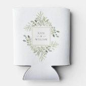 Botanisch groen blad bruiloft blikjeskoeler (Achterkant)