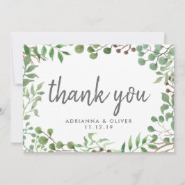 Botanisch groen | Blad | Bruiloft dank u Bedankkaart
