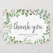 Botanisch groen | Blad | Bruiloft dank u Bedankkaart (Voorkant / Achterkant)