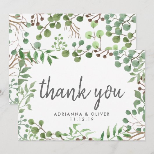 Botanisch groen | Blad | Bruiloft dank u Bedankkaart (Voorkant / Achterkant)