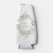 Botanisch groen blad Bruiloft Flesjeskoeler (Voorkant)