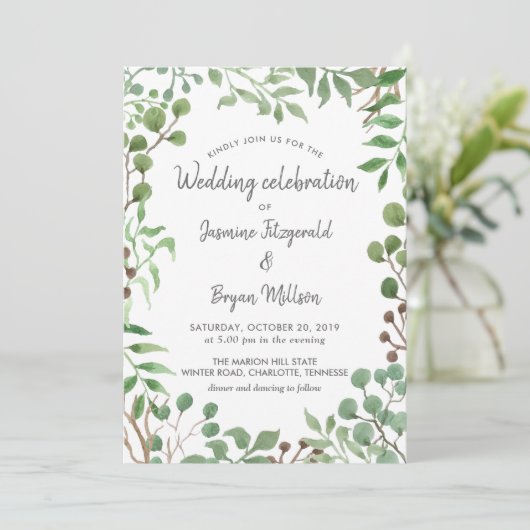 Botanisch groen | Blad | Bruiloft Kaart (Staand voorkant)