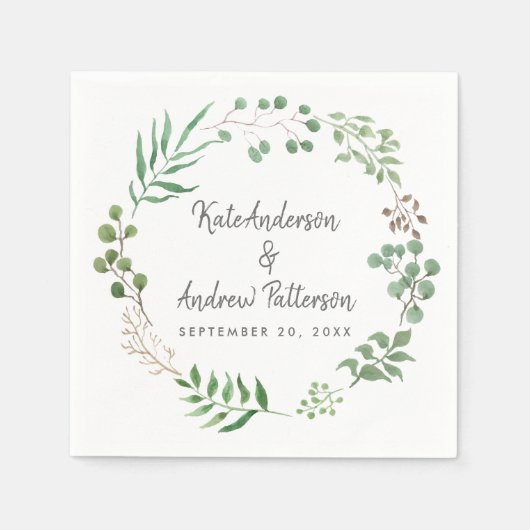 Botanisch groen | Blad | Bruiloft Servet (Voorkant)