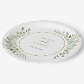 Botanisch groen blad Elegant gouden bruiloft Papieren Bordje (Gekanteld)