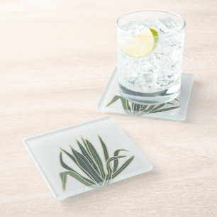 Botanisch groen blad glazen onderzetter