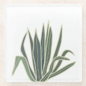 Botanisch groen blad glazen onderzetter (Voorkant)