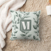 Botanisch groen blad patroon met monogram kussen (Deken)