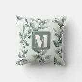 Botanisch groen blad patroon met monogram kussen (Voorkant)