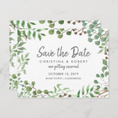 Botanisch groen | Blad | Save The Date Aankondigingskaart (Voorkant / Achterkant)