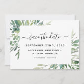 Botanisch groen blad Watercolor Trouwkaart Save The Date (Voorkant)