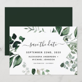 Botanisch groen blad waterverf bruiloft save the date