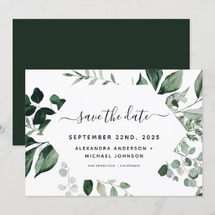 Botanisch groen blad waterverf bruiloft save the date