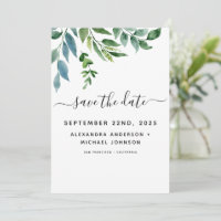 Botanisch groen blad waterverf bruiloft