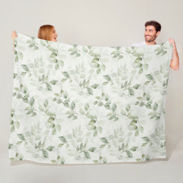 Botanisch groen bladpatroon fleece deken
