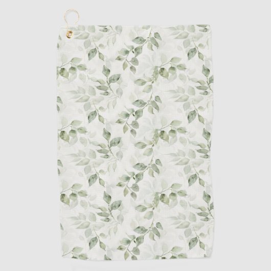 Botanisch groen bladpatroon golfhanddoek (Voorkant)