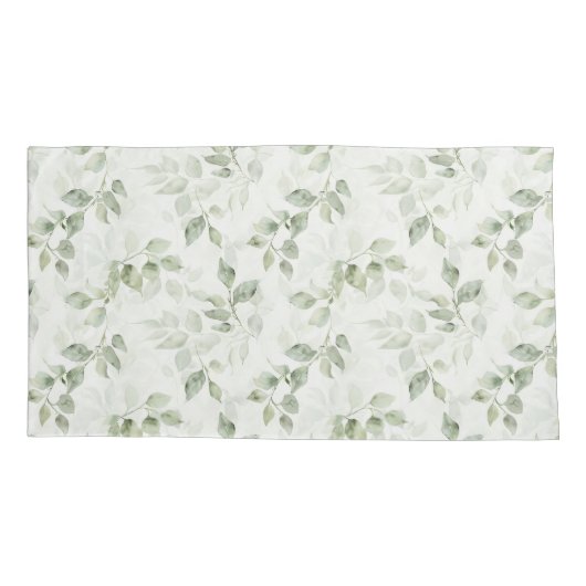 Botanisch groen bladpatroon kussensloop (Achterkant-Links)