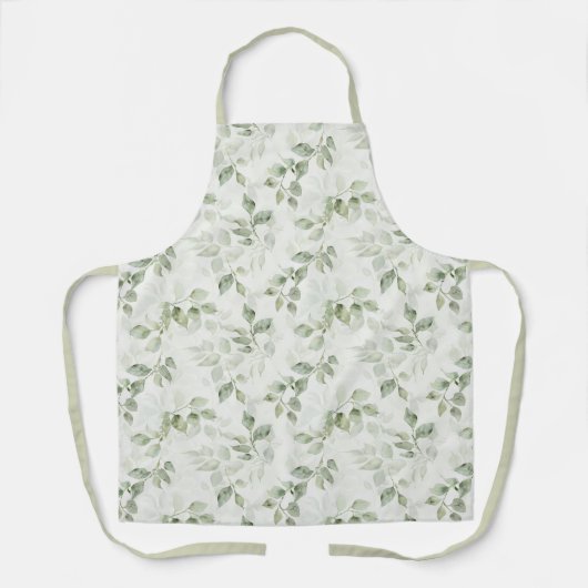 Botanisch groen bladpatroon schort (Voorkant)