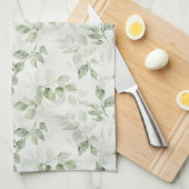 Botanisch groen bladpatroon theedoek (Quarter Fold)