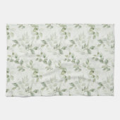 Botanisch groen bladpatroon theedoek (Horizontaal)