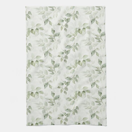 Botanisch groen bladpatroon theedoek (Verticaal)