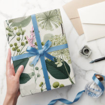 Botanisch groen bloemcrème bloempatroon