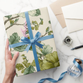 Botanisch groen bloemcrème bloempatroon cadeaupapier