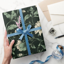 Botanisch groen bloemcrème bloempatroon cadeaupapier