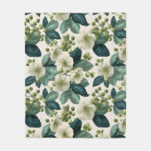 Botanisch groen bloemcrème bloempatroon fleece deken (Voorkant)