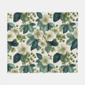 Botanisch groen bloemcrème bloempatroon fleece deken (Voorkant (Horizontaal))