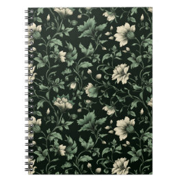 Botanisch groen bloemcrème bloempatroon notitieboek