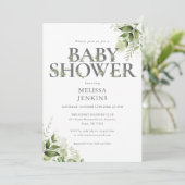 Botanisch groen Bloemen Baby shower Kaart (Staand voorkant)
