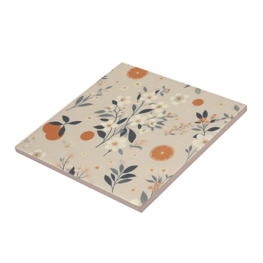 Botanisch groen bloemen tegeltje (Zijkant)