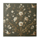 Botanisch groen bloemen tegeltje (Voorkant)